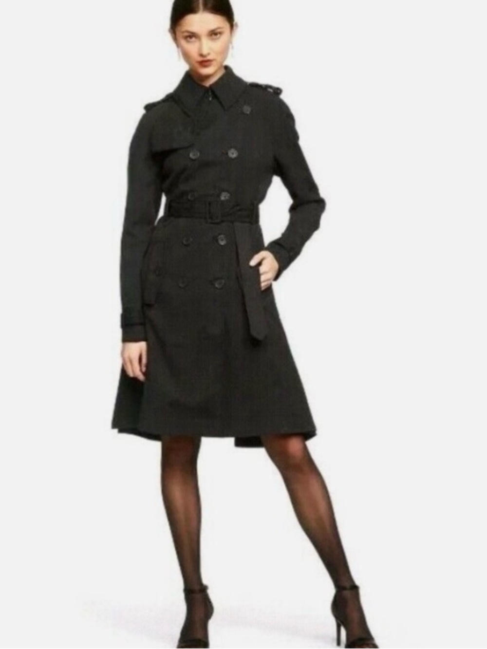 Altuzarra  for Target Double-Breasted Black on Black Snakeskin Trench Coat smal